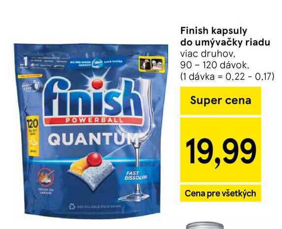 Finish kapsuly do umývačky riadu viac druhov, 90 - 120 dávok