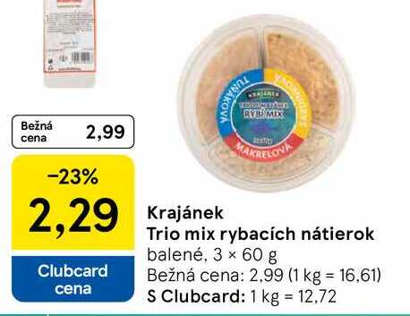 Krajánek Trio mix rybacích nátierok balené, 3 x 60 g 