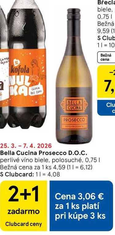 Bella Cucina Prosecco D.O.C. perlivé víno biele, polosuché, 0,75l