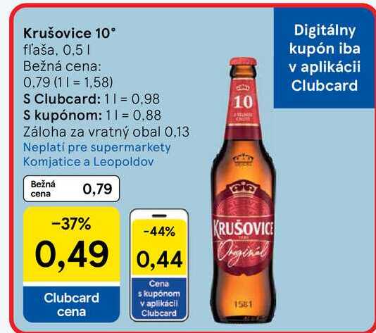 Krušovice 10° fľaša, 0,5l v akcii