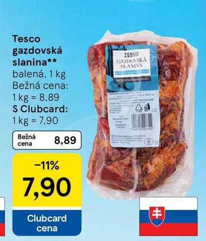 Tesco gazdovská slanina balená, 1 kg 