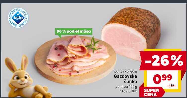 Gazdovská šunka cena za 100 g 