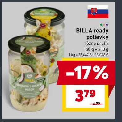 BILLA ready polievky rôzne druhy 150 g - 210 g
