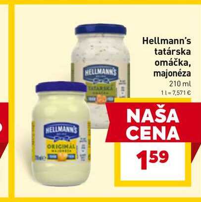 Hellmann's tatárska omáčka, majonéza 210 ml 