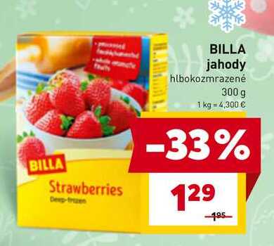 BILLA jahody hlbokozmrazené 300 g