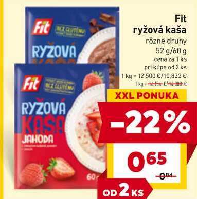 Fit ryžová kaša rôzne druhy 52 g/60 g