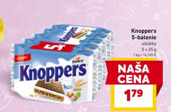 Knoppers 5-balenie oblátky 5x25g 