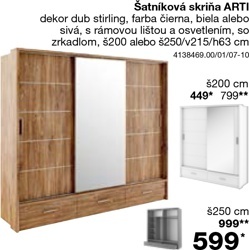 Šatníková skriňa ARTI