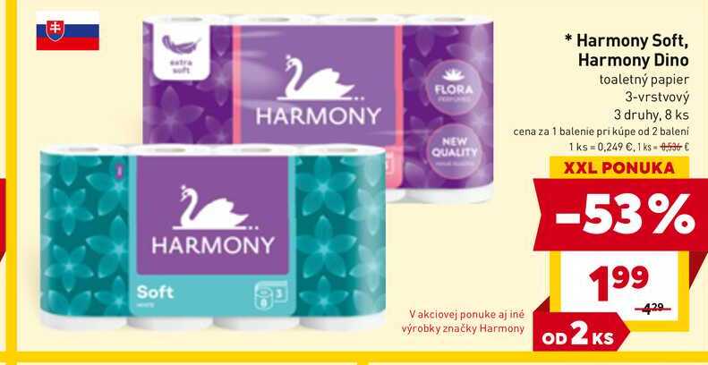 Harmony Dino toaletný papier 3-vrstvový 3 druhy, 8 ks 