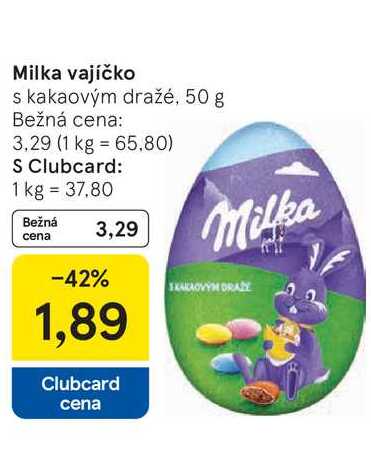 Milka vajíčko s kakaovým dražé, 50 g 