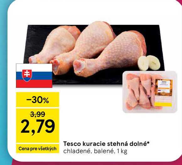 Tesco kuracie stehná dolné chladené, balené, 1 kg 