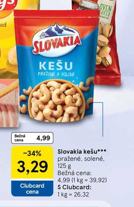 Slovakia kešu pražené, solené, 125g