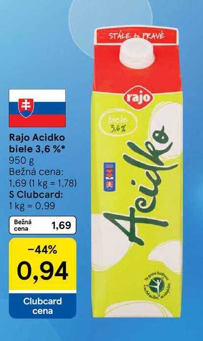Rajo Acidko biele 3,6 % 950 g