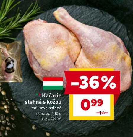 Kačacie stehná s kožou vákuovo balené cena za 100 g