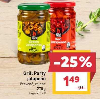 Grill Party jalapeňo červené, zelené 270 g
