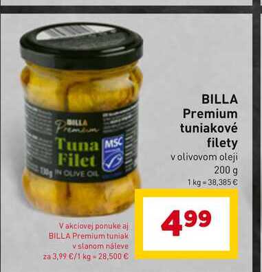 BILLA Premium tuniakové filety v olivovom oleji 200 g 