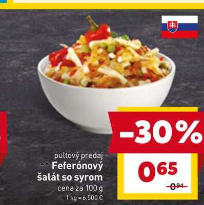 Feferónový šalát so syrom cena za 100 g