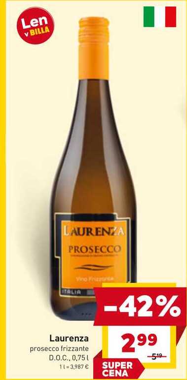 Laurenza prosecco frizzante D.O.C., 0,75 l