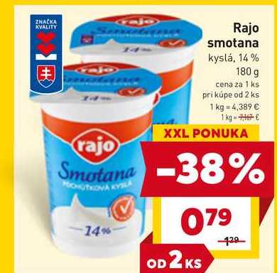 Rajo smotana kyslá, 14% 180 g