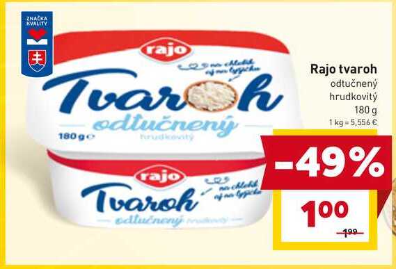 Rajo tvaroh odtučnený hrudkovitý 180 g