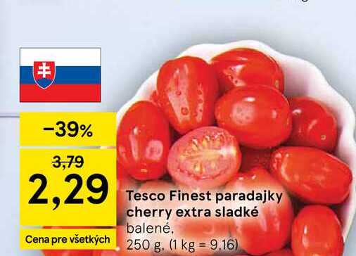 Tesco Finest paradajky cherry extra sladké balené 250 g