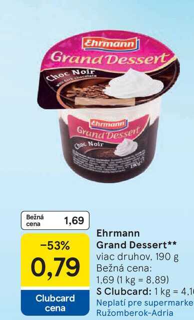 Ehrmann Grand Dessert viac druhov, 190 g 