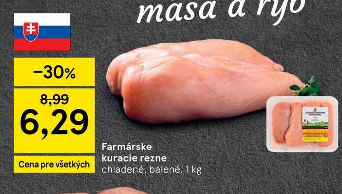 Farmárske kuracie rezne chladené, balené 1 kg 