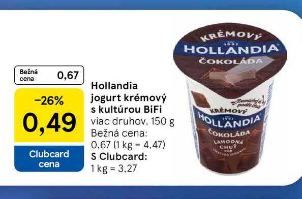 Hollandia jogurt krémový s kultúrou BiFi viac druhov, 150 g