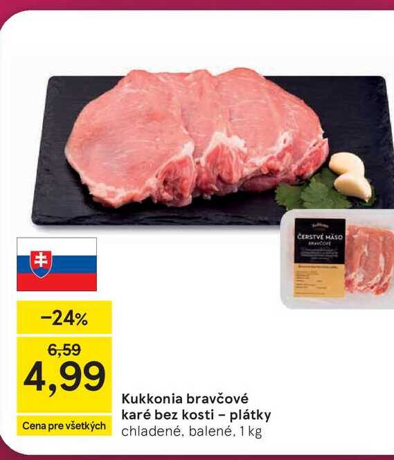 bravčové karé bez kosti - plátky chladené, balené, 1 kg