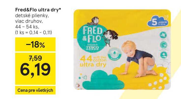 Fred&Flo ultra dry detské plienky, 44 - 54 ks