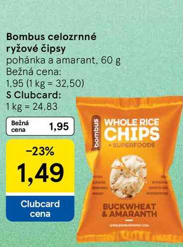 Bombus celozrnné ryžové čipsy pohánka a amarant, 60 g