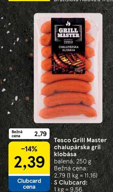 Tesco Grill Master chalupárska gril klobása balená, 250 g