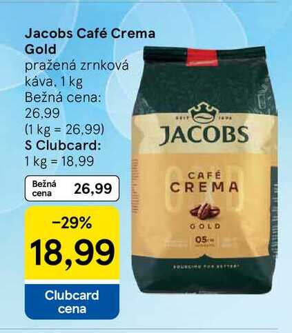 Jacobs Café Crema Gold pražená zrnková káva, 1 kg 