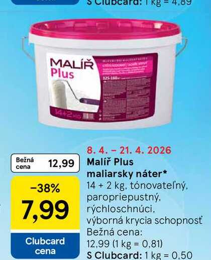 Malíř Plus maliarsky náter 14+2 kg