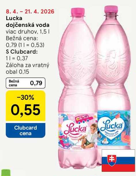 Lucka dojčenská voda viac druhov, 1,5 l