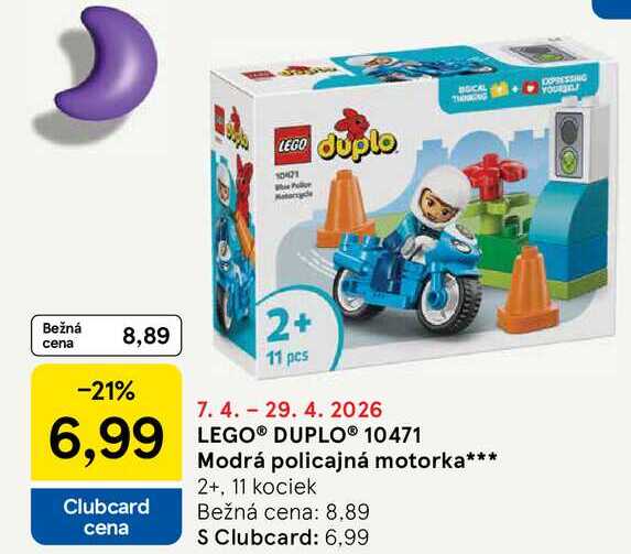 LEGO® DUPLO® 10471 Modrá policajná motorka 2+, 11 kociek