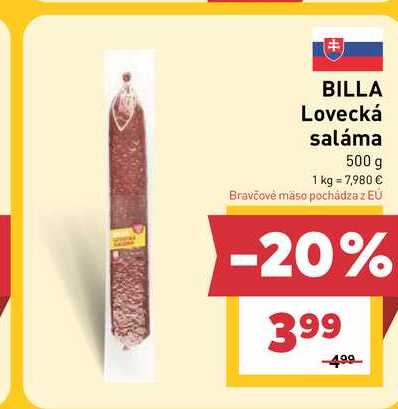 BILLA Lovecká saláma 500 g