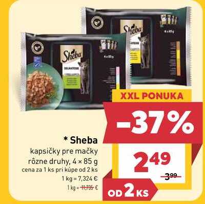 Sheba kapsičky pre mačky rôzne druhy, 4 x 85 g