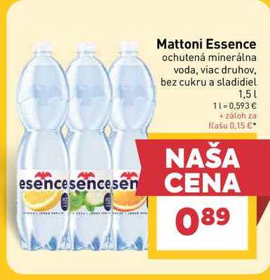 Mattoni Essence ochutená minerálna voda, viac druhov, bez cukru a sladidiel 1,5l