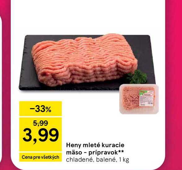 Heny mleté kuracie mäso prípravok 1 kg 