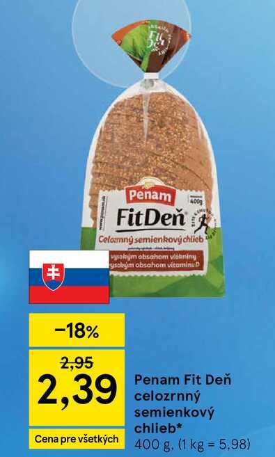 Penam Fit Deň celozrnný semienkový chlieb 400 g v akcii