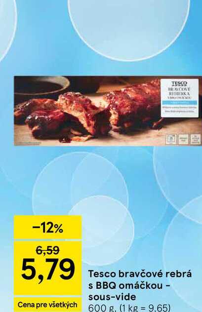 Tesco bravčové rebrá s BBQ omáčkou - sous-vide 600 g