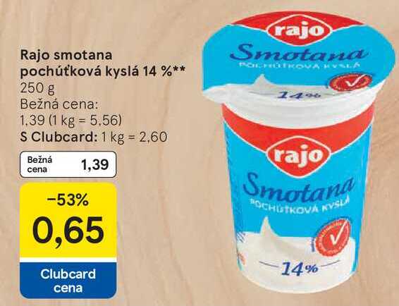 Rajo smotana pochúťková kyslá 14 % 250 g 