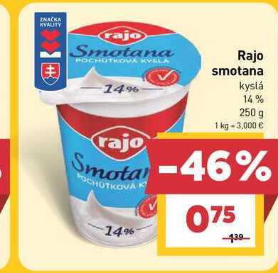 Rajo smotana kyslá 14% 250 g