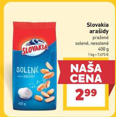 Slovakia arašidy pražené solené, nesolené 400 g 