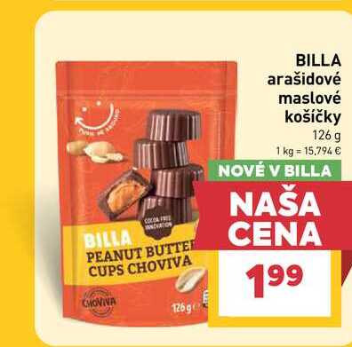 BILLA arašidové maslové košíčky 126 g