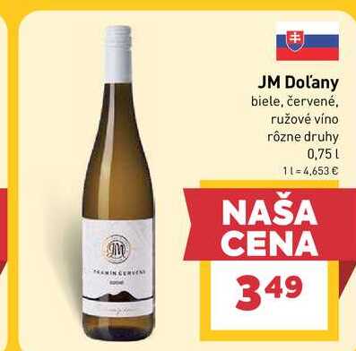 JM Dolany biele, červené, ružové víno rôzne druhy 0,75l v akcii