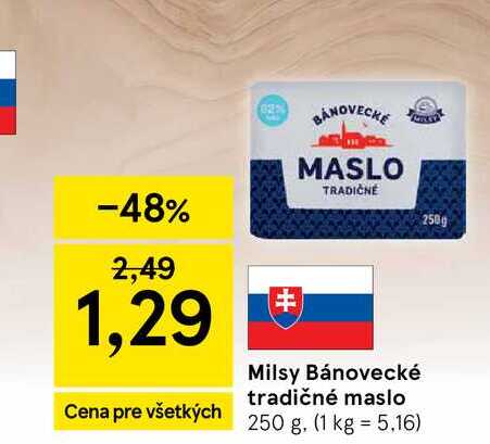Milsy Bánovecké tradičné maslo 250 g