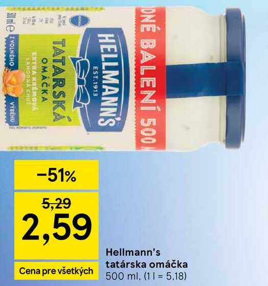 Hellmann's Tatárska omáčka 500 ml