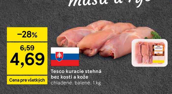kuracie stehná bez kosti a kože chladené, balené, 1 kg 